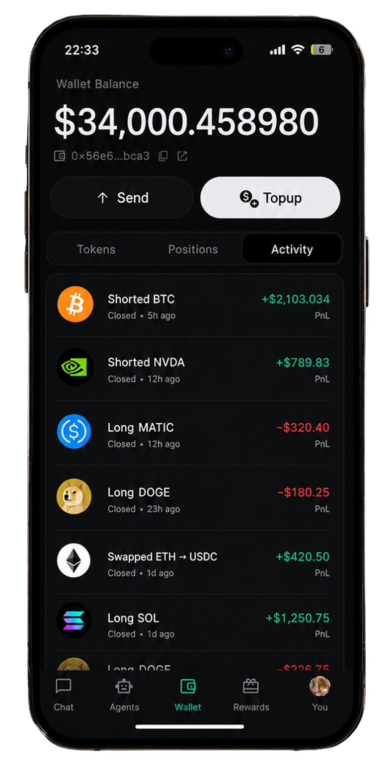 Wallet activity UI